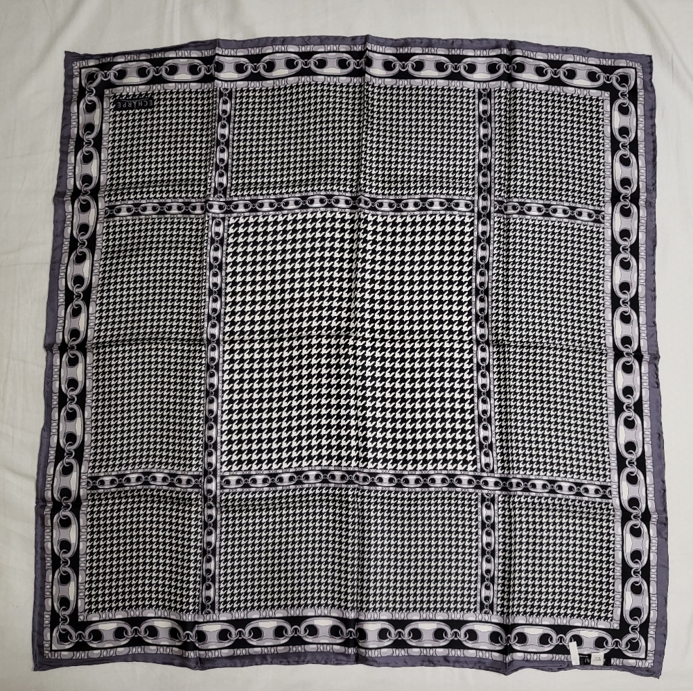 Black, white and gray silk scarf